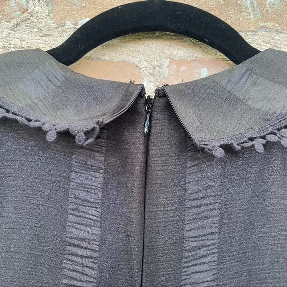 Anna Sui x Target Shift Dress Black Satin 20s Drop Waist Peter Pan Collar - Picture 11 of 15